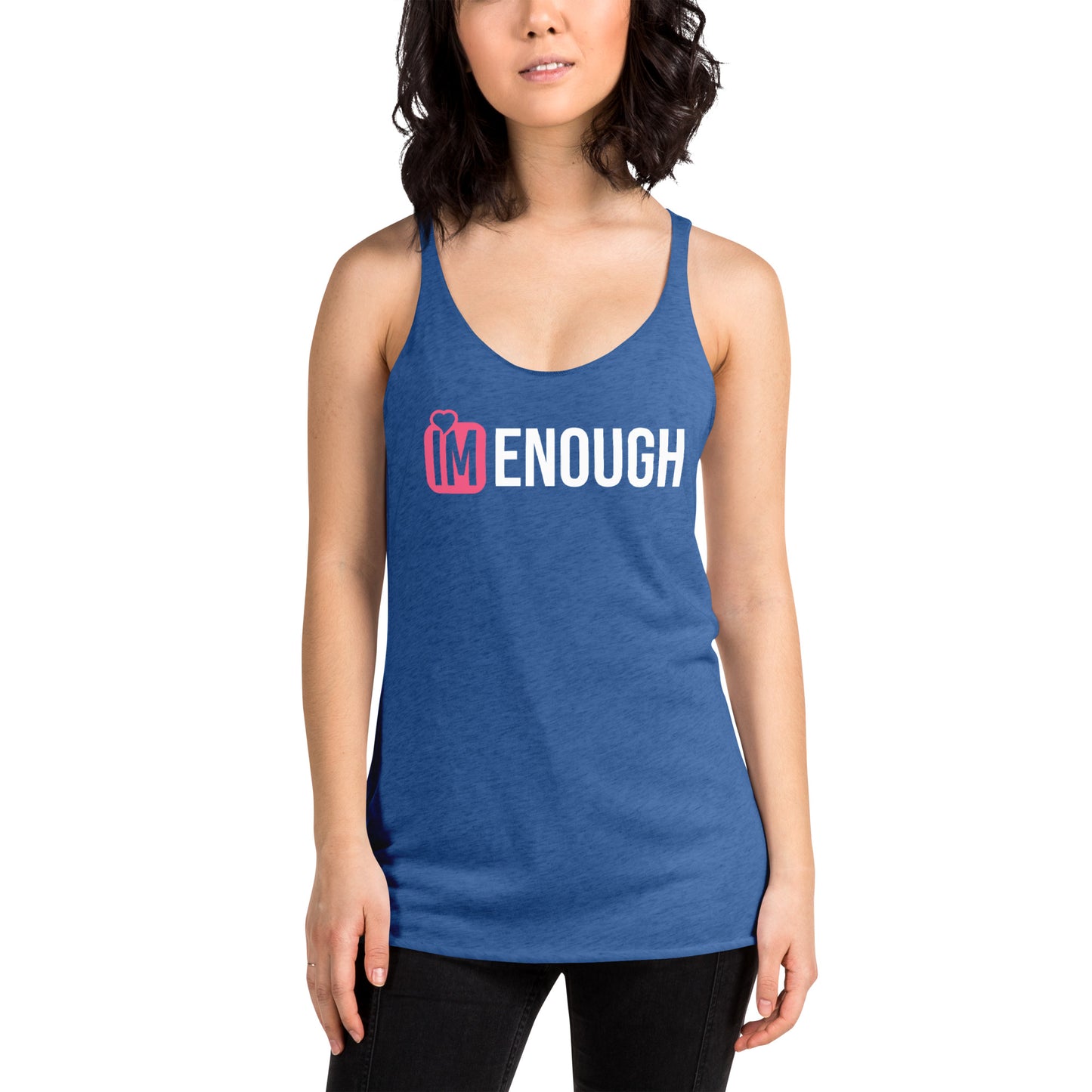 IM ENOUGH Pink logo Women's Racerback Tank