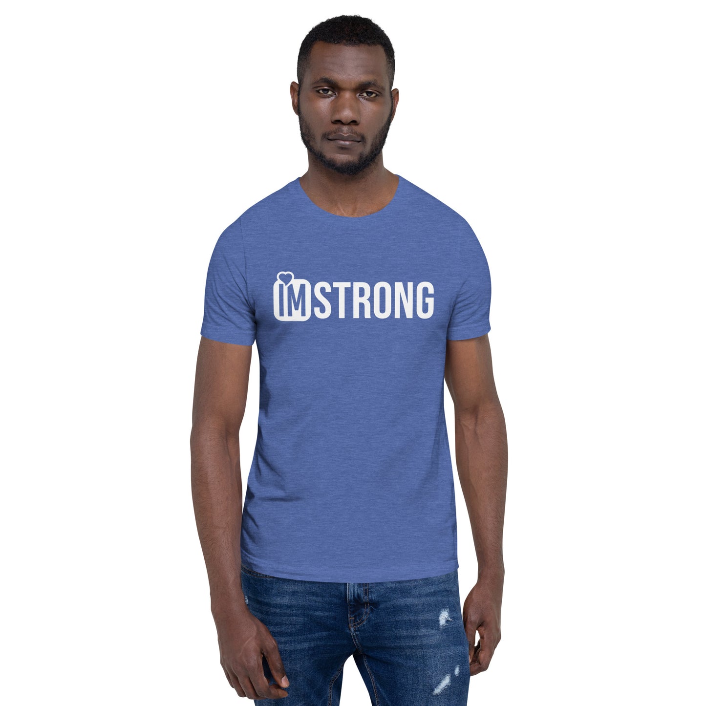 IM STRONG white on white Unisex t-shirt