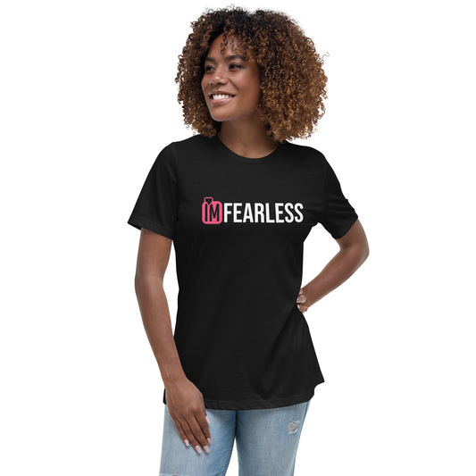 IM FEARLESS Pink White Women's Relaxed T-Shirt
