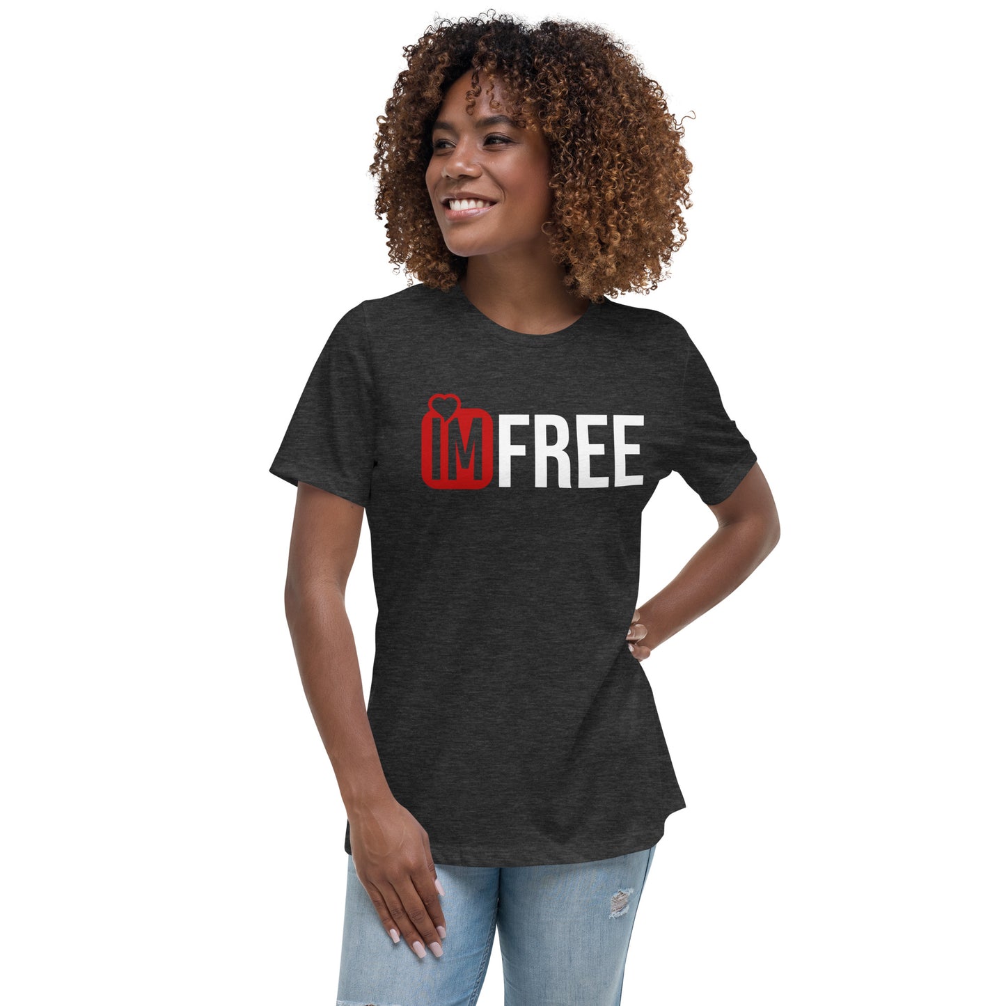 IM FREE Red on White Women's Relaxed T-Shirt