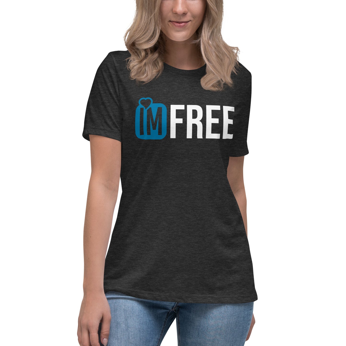 IM FREE Blue on White Women's Relaxed T-Shirt