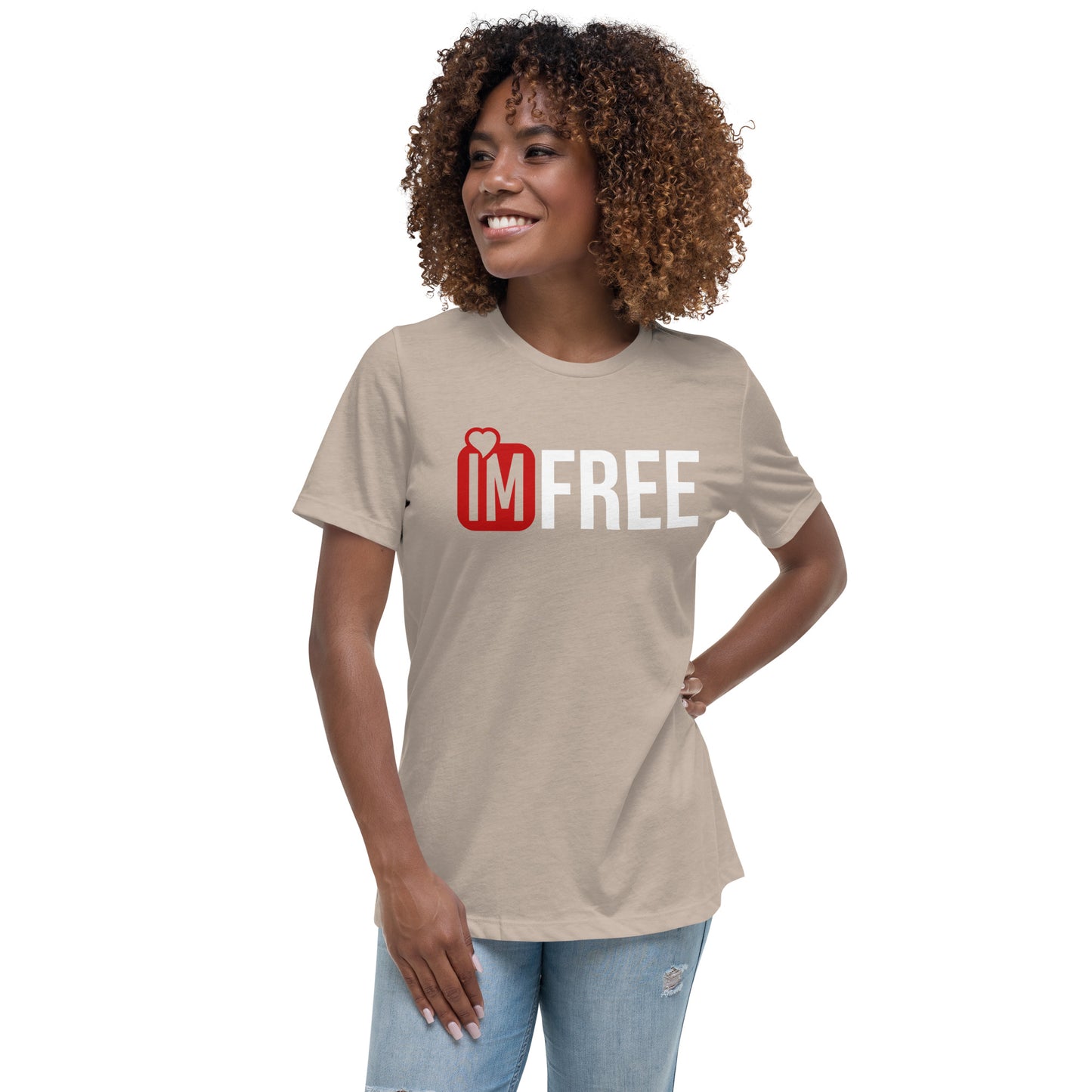 IM FREE Red on White Women's Relaxed T-Shirt